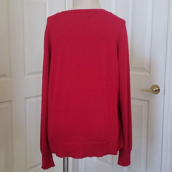 Vintage 80's Cardigan Sweater Black Soutache Red Faceted Buttons - Picture 4 of 14